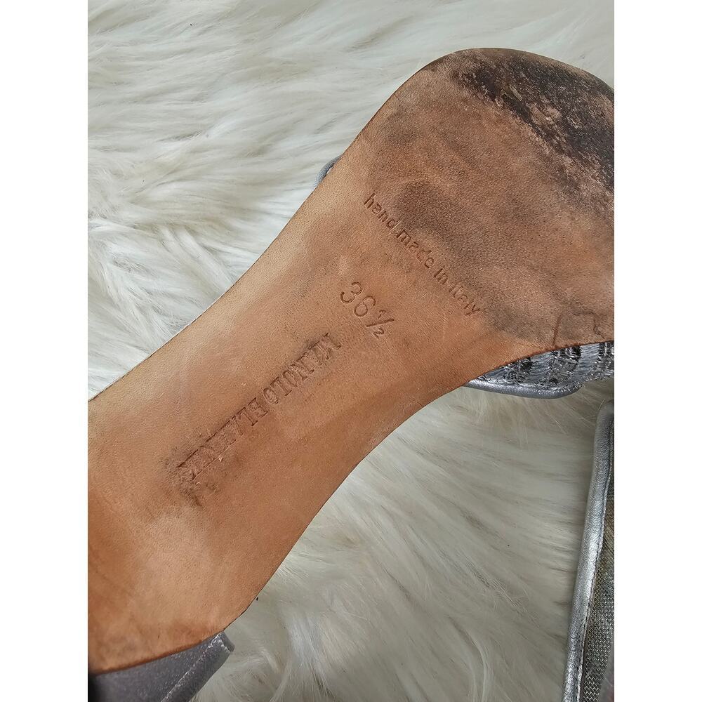 Manolo Blahnik ASTUTADO Silver Nappa Dorsay Heels Shoes dize 36.5 - Picture 6 of 8